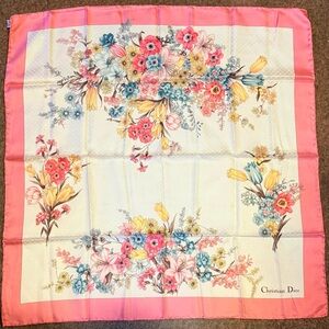 Christian Dior Miss Dior Floral Silk Scarf w/ Box NWOT